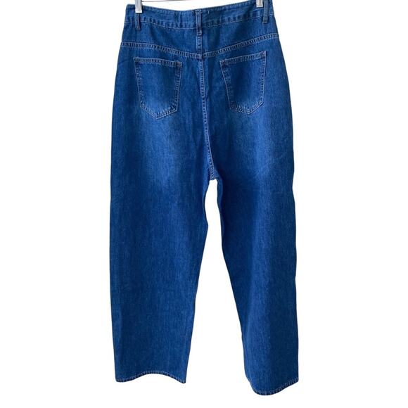 Uniq by Litz Women’s Button Fly Dark Wash Wide Leg Hi Waist Size L W30 Jeans - Picture 2 of 9